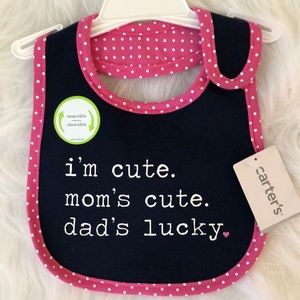 Carter’s Bib NEW! Reversible With graphic words.